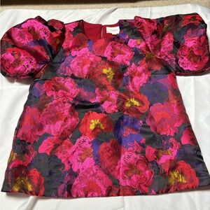 Tuckernuck Pomander Place Red and Purple Floral Blouse